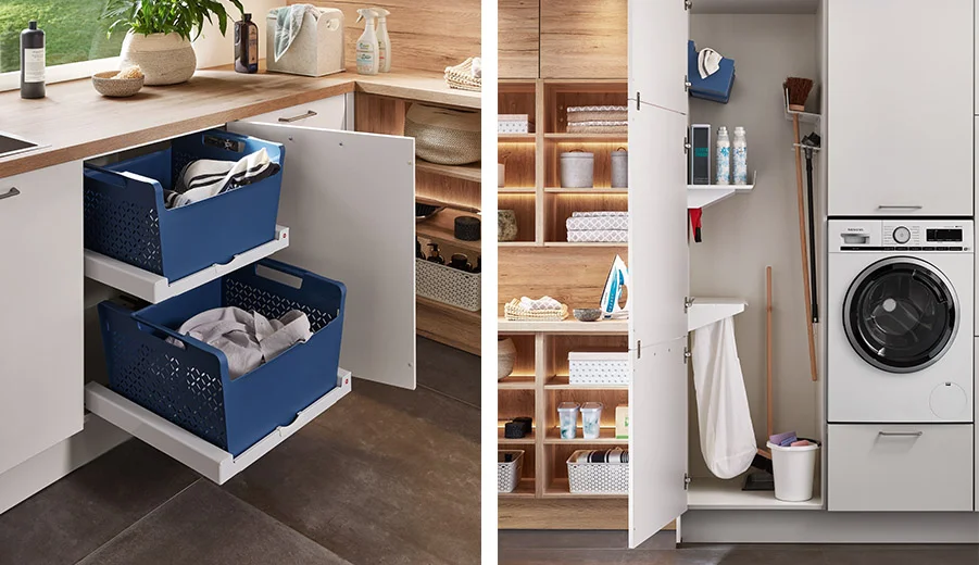 Pull-out laundry baskets and cleaning storage · LASER 417